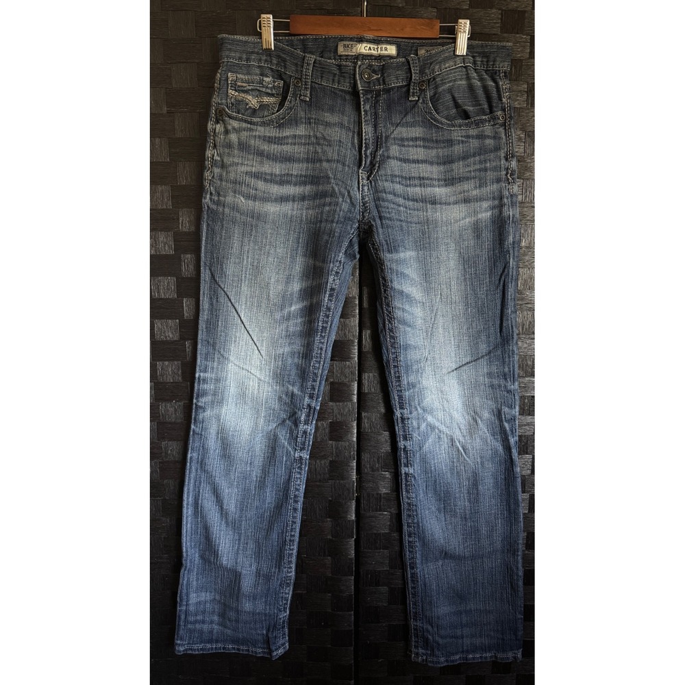 BKE Carter Jeans Mens 36L Blue Relaxed Straight Medium Wash Denim